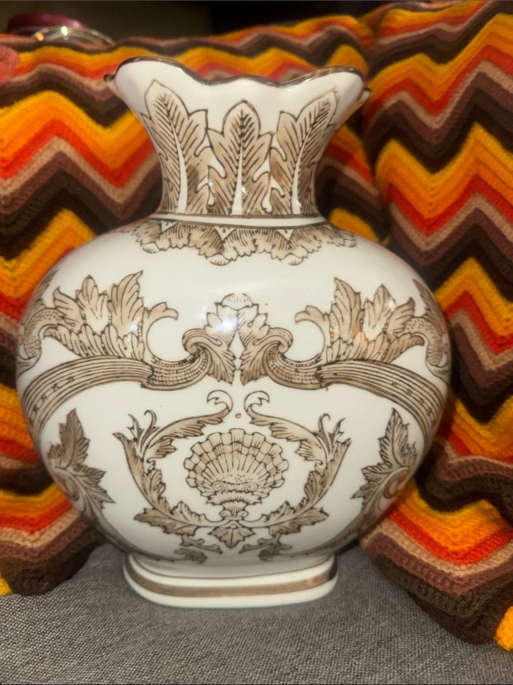 Vintage Neoclassical Style Ceramic Decorative Urn Vase | Ornate Scroll